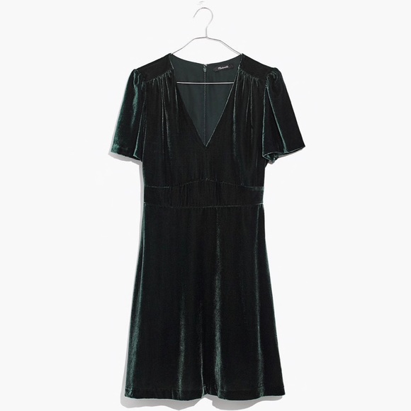 Madewell Velvet Mini Dress Spruce Green 4 6 8 NWT - Picture 2 of 6
